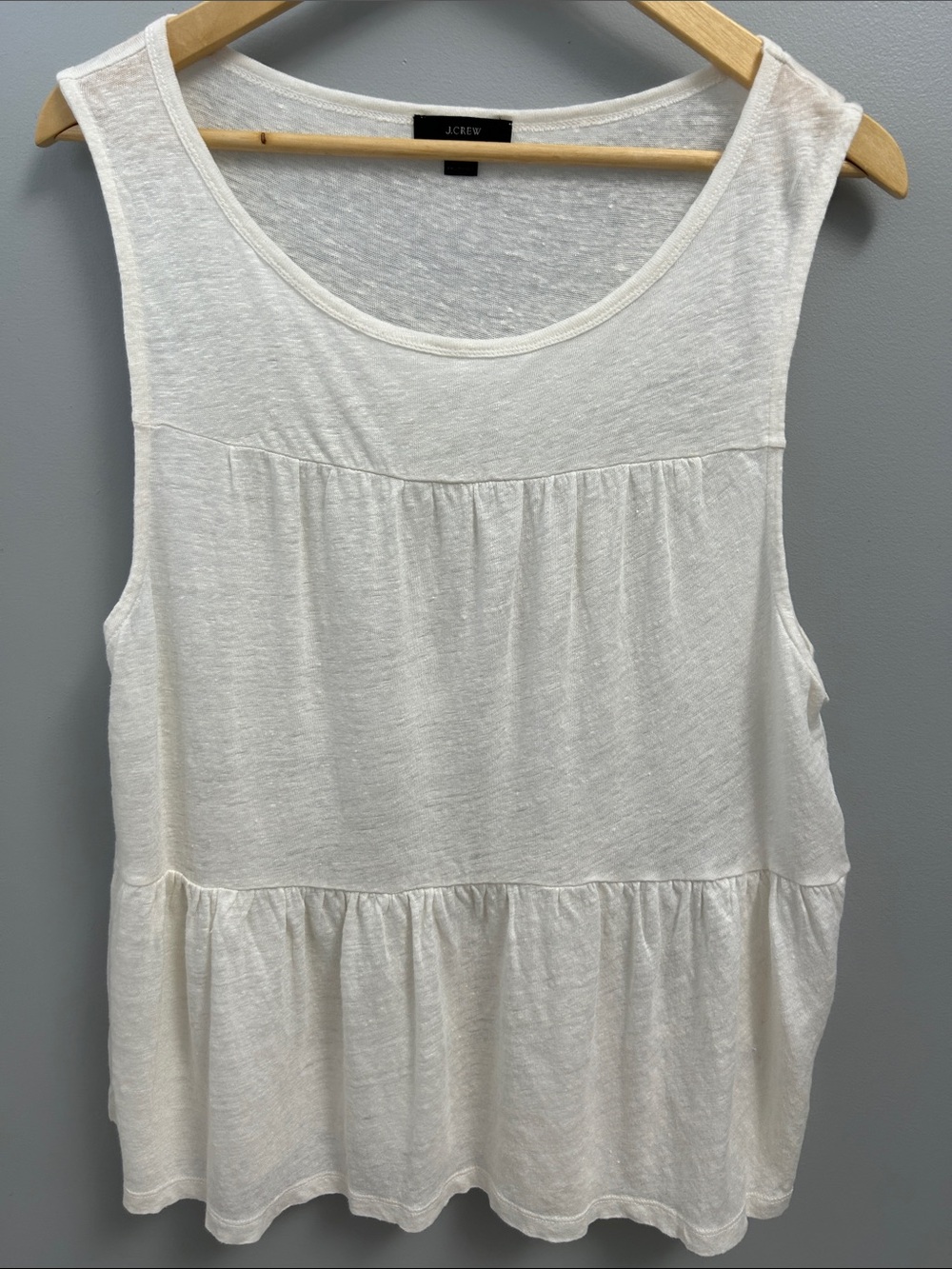 J. Crew Linen Navy Tassel-Hem Tank & Linen White Tiered Tank Duo - Picture 2 of 13